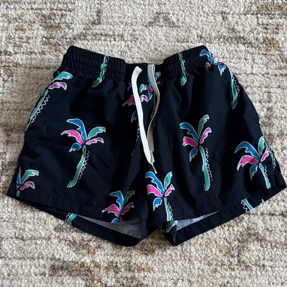 Chubbies Men’s Black Swim Shorts With Neon Palm Tree Print Mesh Lined Size Small - Picture 2 of 7